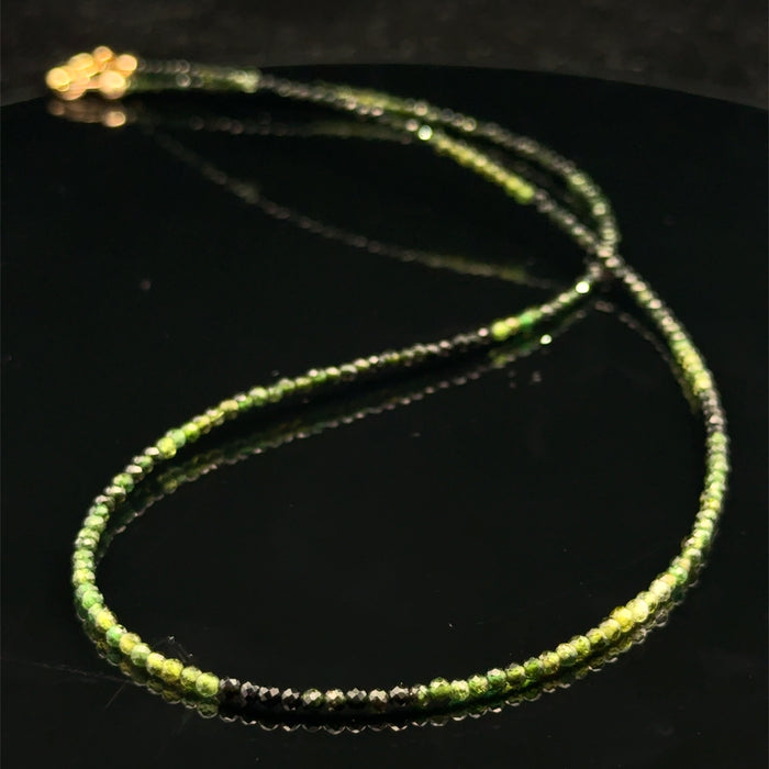 Green Tourmaline Gemstone Necklace - Abundance & Heart Renewal - 17.25"