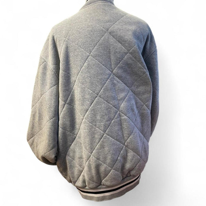 Grey quilted varsity jacket