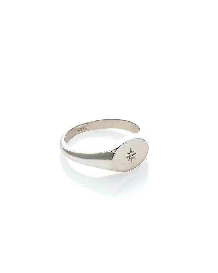 Guiding Star Signet Ring | Silver & White Topaz