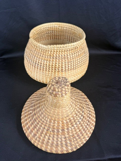 Gullah Sweetgrass Lidded Basket 10" H
