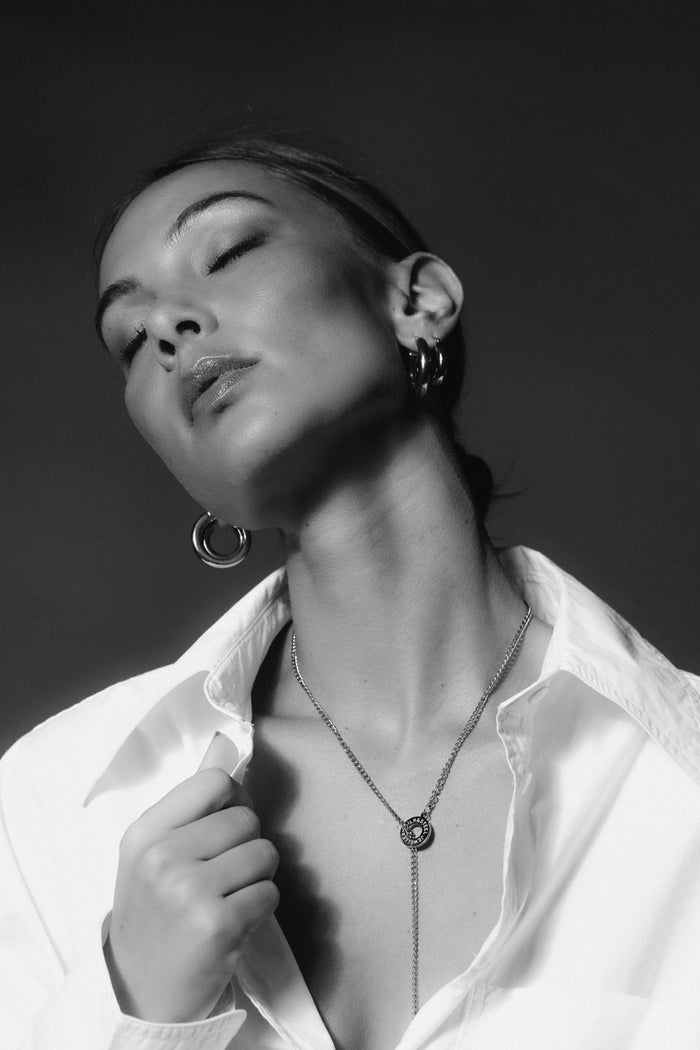 Halo Hoop Earrings | Large | Silver