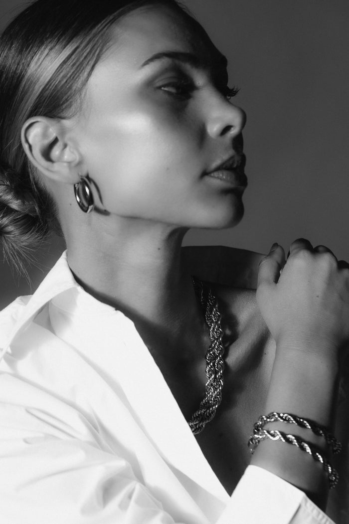 Halo Hoop Earrings | Large | Silver