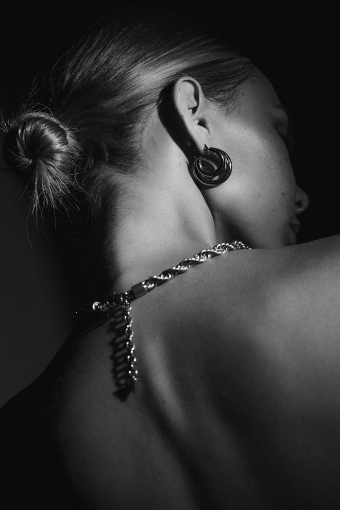 Halo Hoop Earrings | Large | Silver