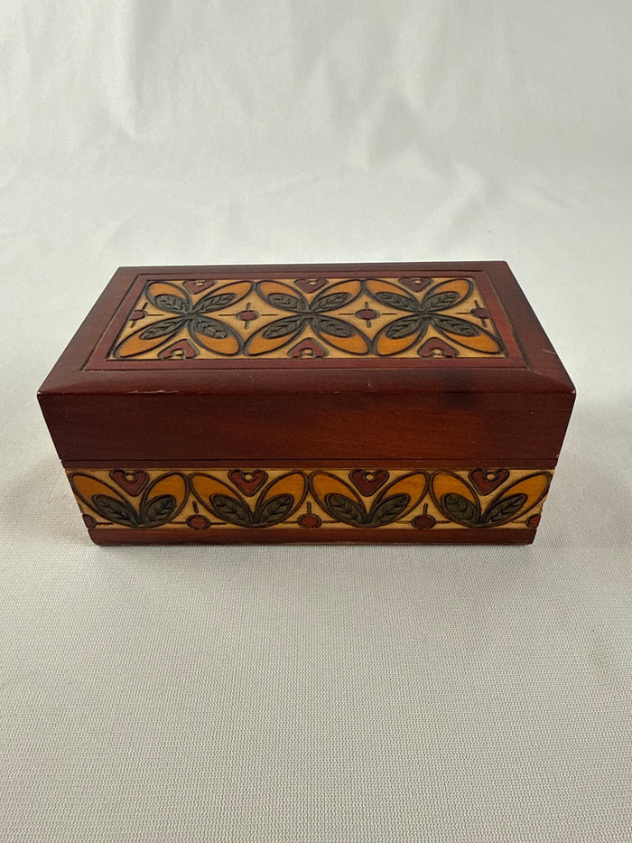 Handcrafted Polish Carved Wood Trinket Box
