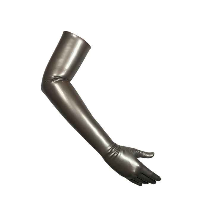 Handmade Long Latex Gloves READY TO SHIP Small / Silver Womens - Vex Inc. | Latex Clothing