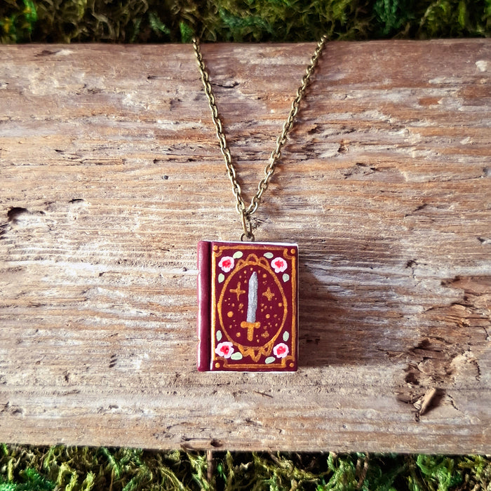 Handmade Swords and Roses Storybook Pendant