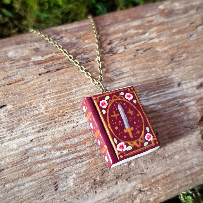 Handmade Swords and Roses Storybook Pendant