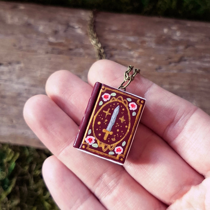 Handmade Swords and Roses Storybook Pendant