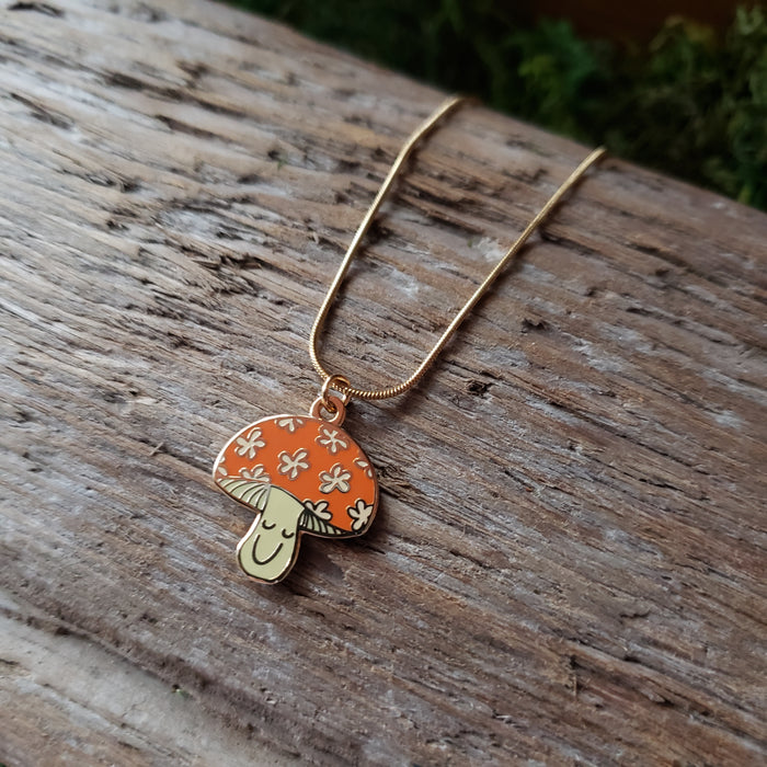 Happy Mushroom Charm Necklace