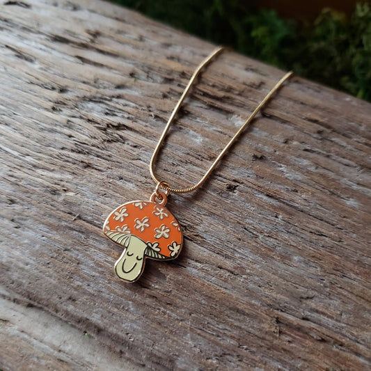 Happy Mushroom Charm Necklace