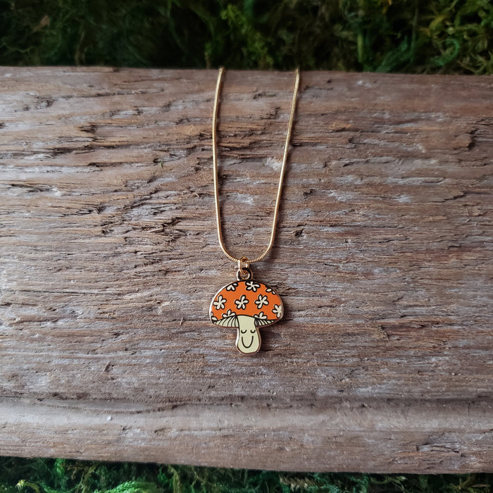 Happy Mushroom Charm Necklace