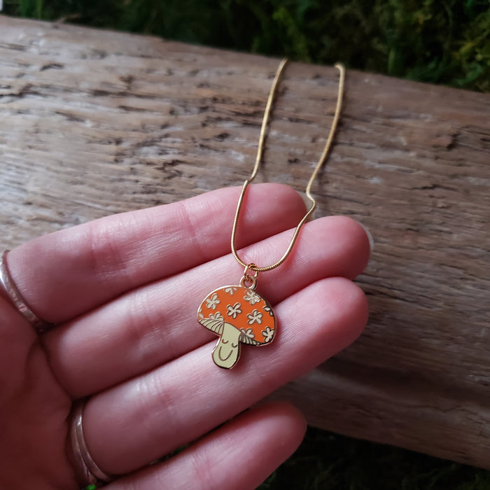 Happy Mushroom Charm Necklace