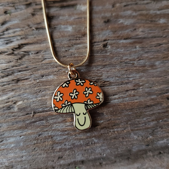 Happy Mushroom Charm Necklace