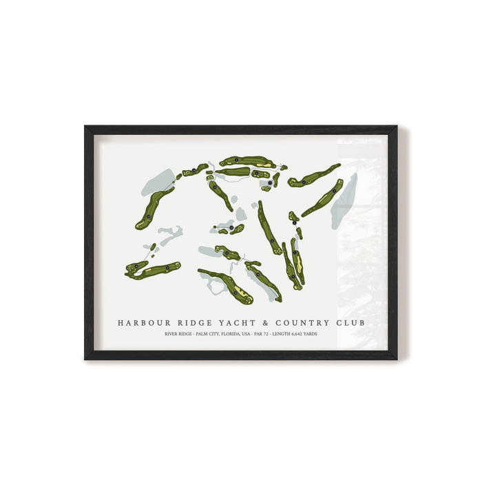 Harbour Ridge Yacht & Country Club - River Ridge | Golf Course Map | Black Frame