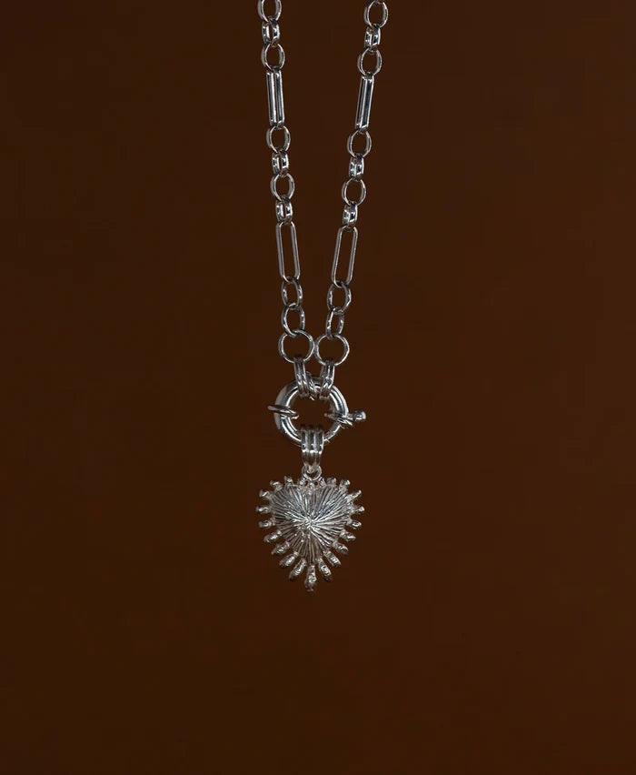 Heart Rays Charm | Sterling Silver