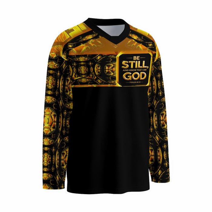 Hebrew World™ (01–03) — Sacred Stillness Psalm 46:10™ | Men's Hockey Jersey