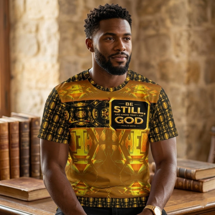 Hebrew World™ (01–03) — Sacred Stillness Psalm 46:10™ | Men's T-Shirt