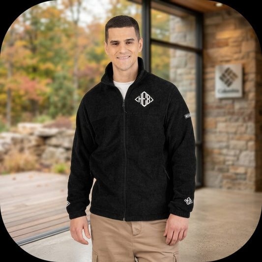 Hebrews — Magen Monogram™ — White Thread | Columbia Embroidered Unisex Fleece Track Jacket (3 colors)