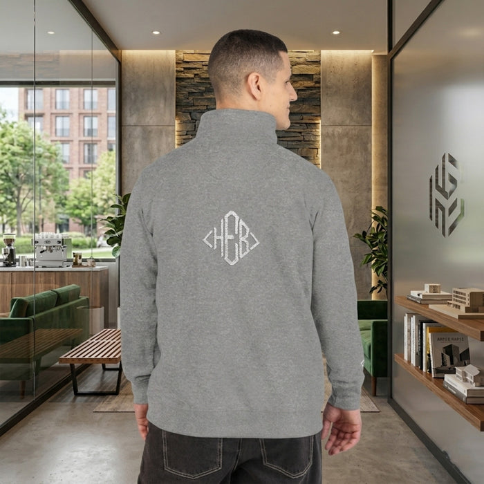 Hebrews — Magen Monogram™ — White Thread | Cotton Heritage Embroidered Fleece 1/4 Zip Unisex Sweatshirt (2 colors)