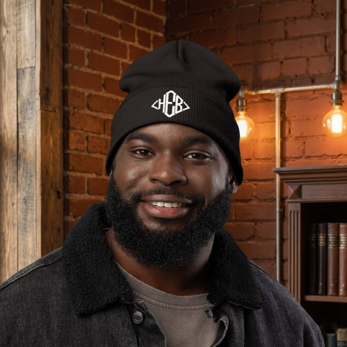 Hebrews — Magen Monogram™ — White Thread | OTTO CAP Embroidered Cuffed Beanie (4 colors)