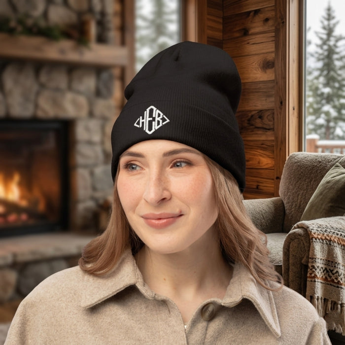 Hebrews — Magen Monogram™ — White Thread | OTTO CAP Embroidered Cuffed Beanie (4 colors)