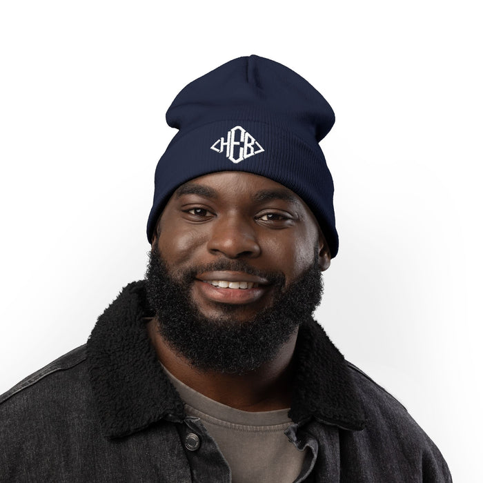 Hebrews — Magen Monogram™ — White Thread | OTTO CAP Embroidered Cuffed Beanie (4 colors)
