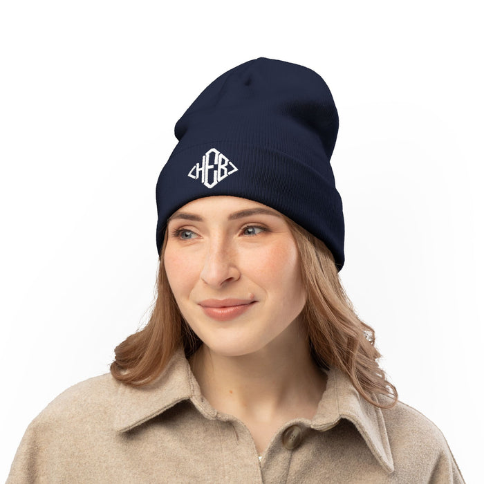 Hebrews — Magen Monogram™ — White Thread | OTTO CAP Embroidered Cuffed Beanie (4 colors)