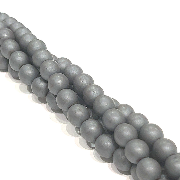 Hematite 6mm Matte round gemstone strand