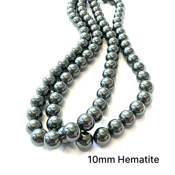 Hematite 10mm round 15'' gemstone stand