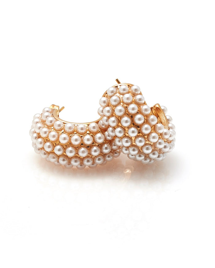 Hera Hoop Earrings | Pearl & Gold