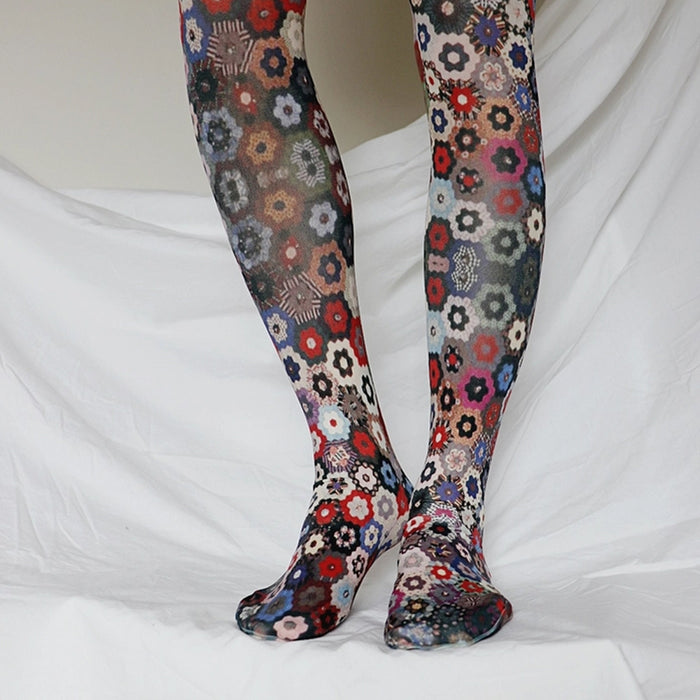 "Honeycomb Quilt" Printed Art Tights