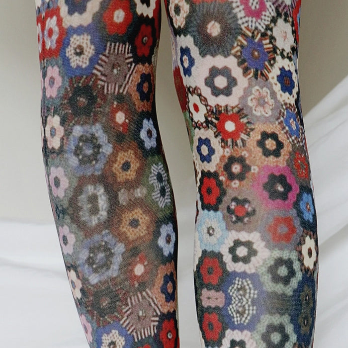 "Honeycomb Quilt" Printed Art Tights