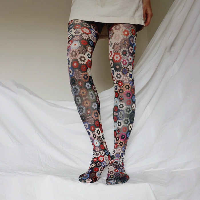 "Honeycomb Quilt" Printed Art Tights
