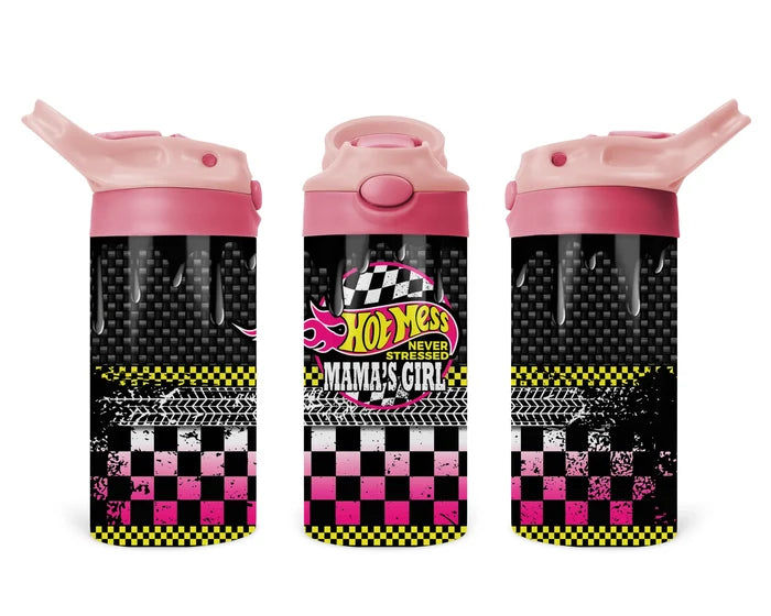 Hot Mess, Never Stressed – Mama’s Girl Water Bottle | Personalized Kids Tumbler