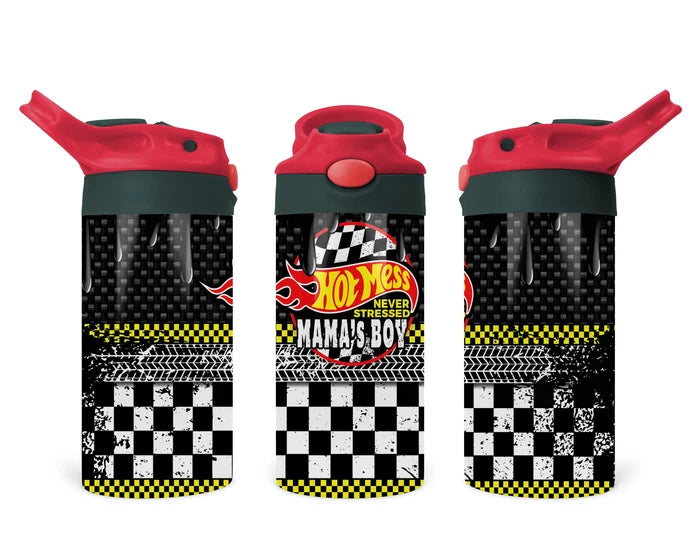 Hot Mess, Never Stressed – Race Car | Personalized Kids Tumbler