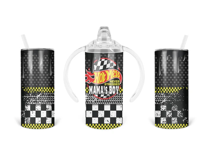 Hot Mess, Never Stressed – Race Car | Personalized Kids Tumbler