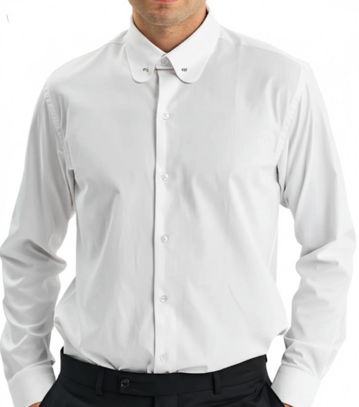Men's White Pinned Collar Shirt