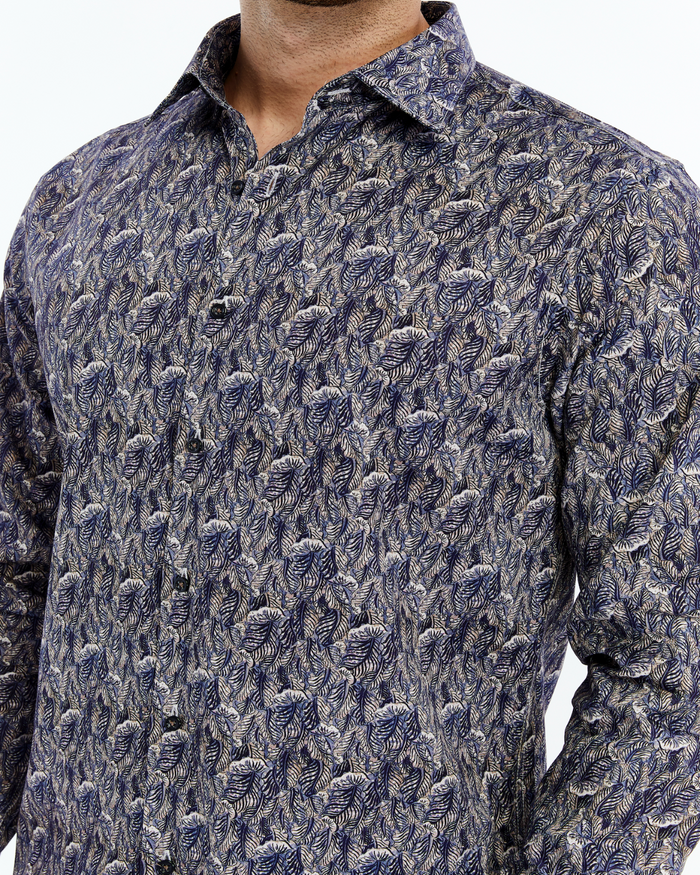 Floral blue patterned shirt for men by ECCA LONDON Design