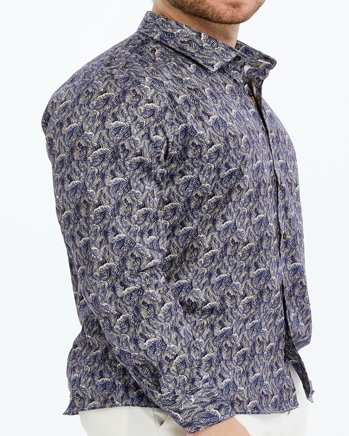 Mens blue patterned shirt