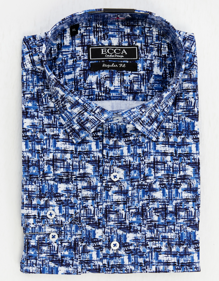 Men's Blue patterned shirt with ECCA London Design