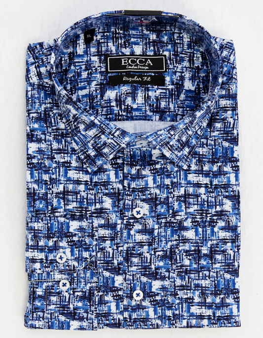 Men's Blue patterned shirt with ECCA London Design
