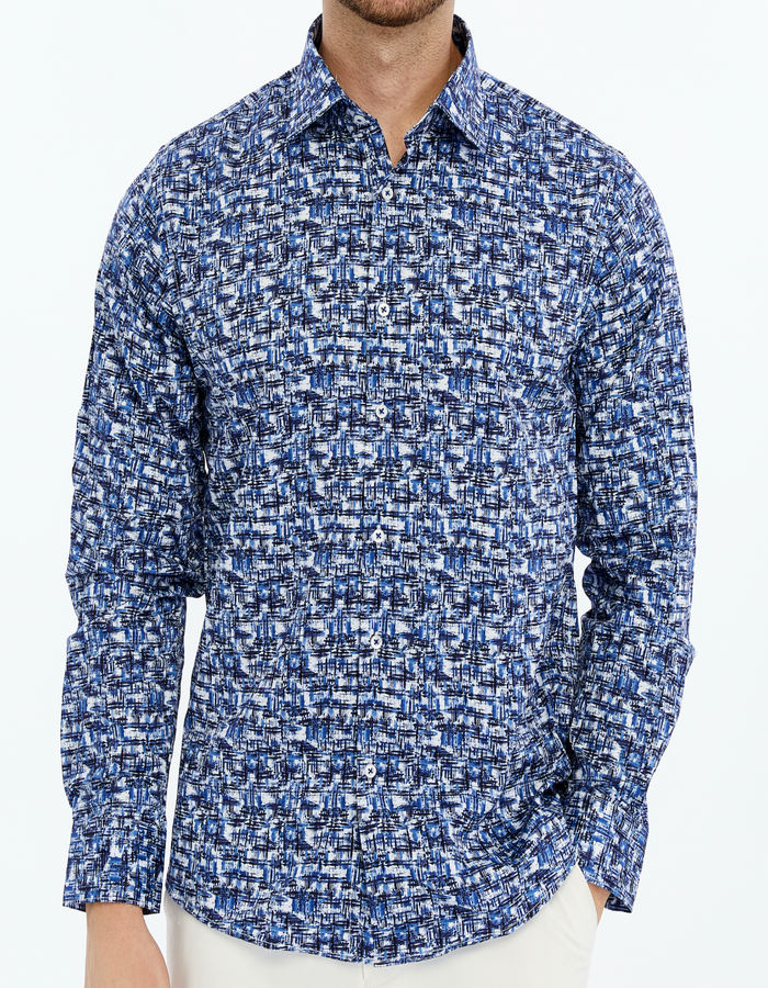 Men's blue printed shirt
