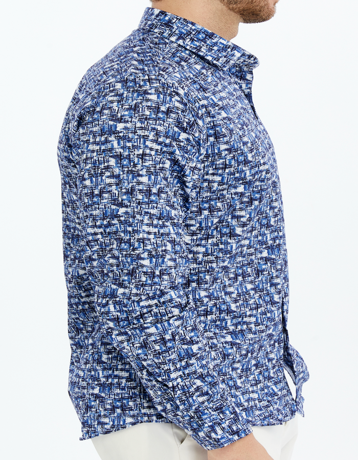 blue patterned shirt for men