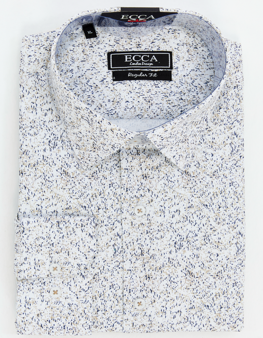 Floral patterned shirt with 'ECCA London' branding on a white background