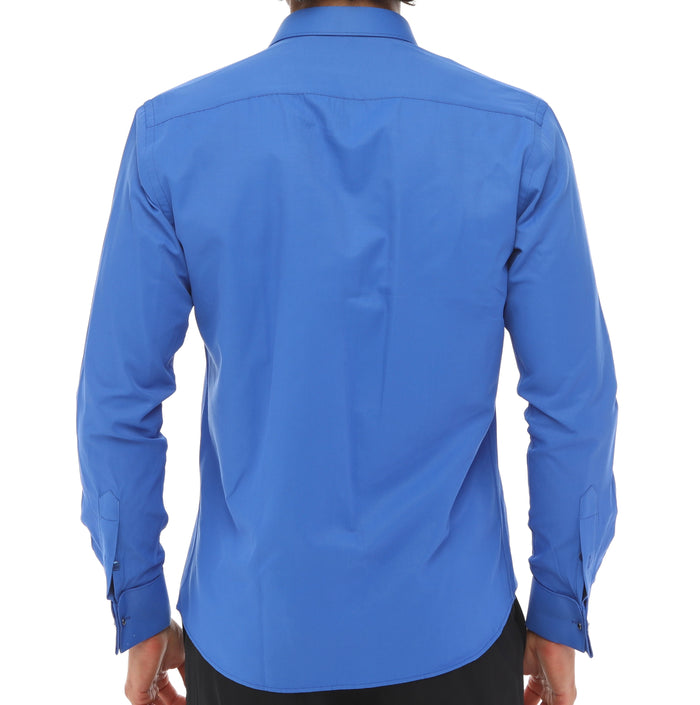 Men's NIGHT BLUE DOUBLER - Dark Blue Double Cuff Shirt With Studs