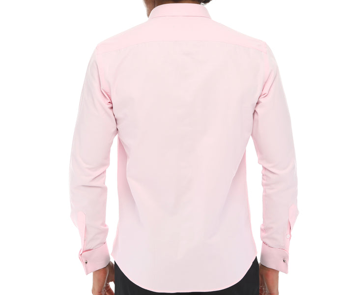 Men's PINK DOUBLER - Pink Double Cuff Shirt With Studs