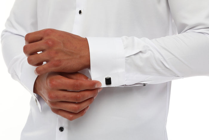 cotton white Tuxedo Shirt For men with studs