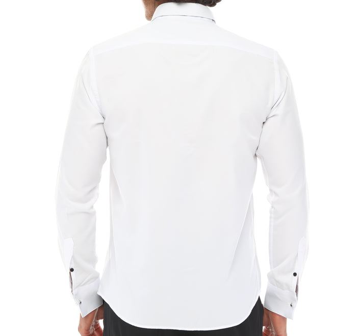 Men's STRIPE Tuxedo - White & Black Tuxedo Shirt With Studs