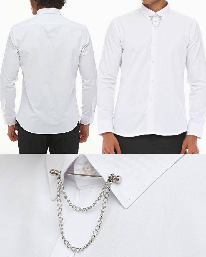 ICONIC WHITE PINNED - White Pinned Collar Shirt