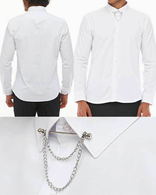 ICONIC WHITE PINNED - White Pinned Collar Shirt